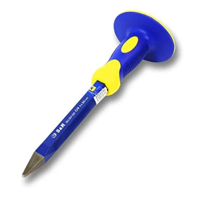 Image of S&amp;R Pointed Chisel Cold with Hand Protection 295 x 95 4 mm 40 Cr V Non Slip Handle