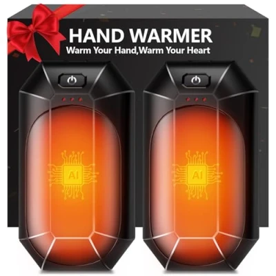 Image of AI Hand Warmers Rechargeable 2 Pack,Portable Electric Warmer Reusable,AI Smart Chip for Outdoor Golf Hunting Camping Accessories,Warm Winter Gifts Men Women Kids(Black)