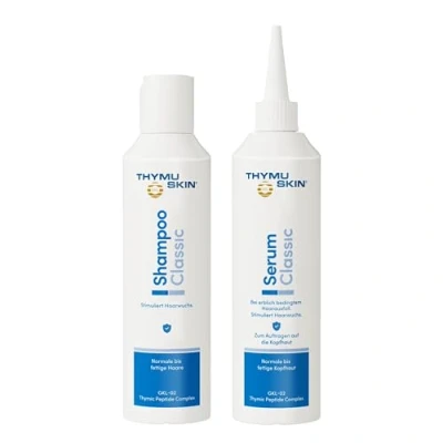 Image of Thymuskin Classic Set (for Men &amp; Women Activates New Hair Growth Loss Shampoo + Serum) Medium Confirmed By Clinical Trials No Side Effects 400 ml