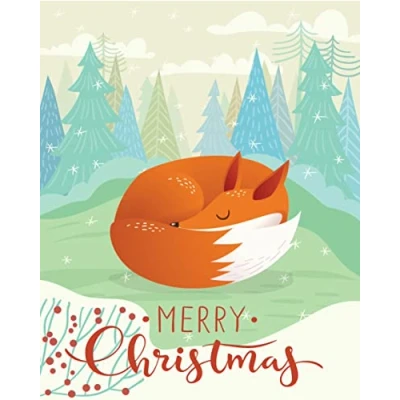 Image of Half a Donkey The Sleeping Christmas Fox Large Cotton Tea Towel