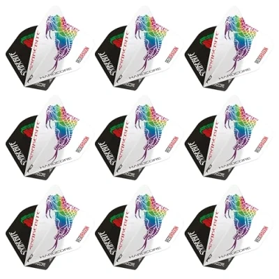 Image of RED DRAGON Yin Yang Double Sided Peter Wright Snakebite Black &amp; White Standard Dart Flights 3 Sets Per Pack (9 in total)