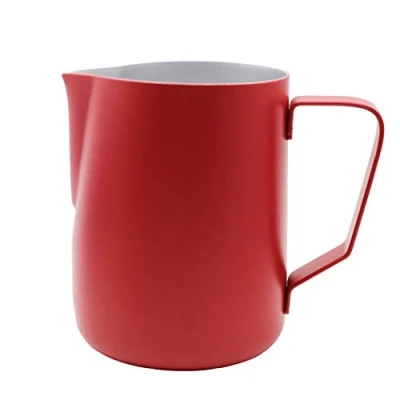 Image of Abcsea 1 Piece Stainless Steel Milk Frothing Pitcher jug, Frother Foaming Jug for Coffee and Latte Art, Red 350ml/12oz