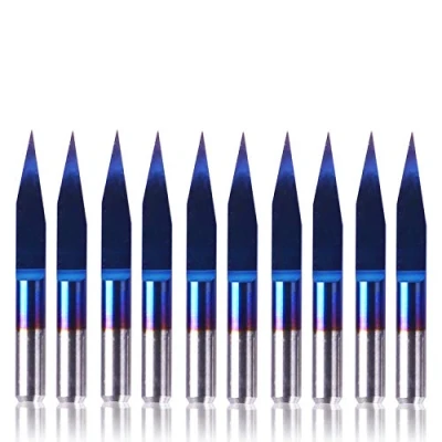 Image of SainSmart Genmitsu 10Pcs Nano Blue Coat Engraving Bits, 20 Degree 0.1mm Tip 1/8&quot; Shank Conical V Bit