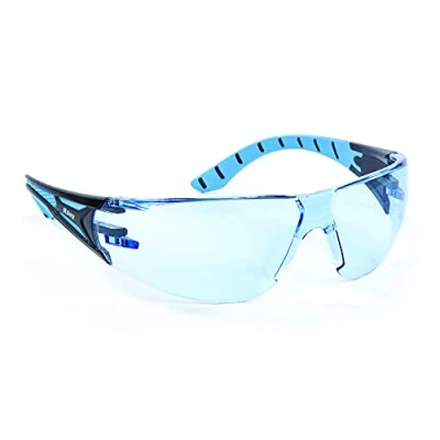 Image of Riley Stream Blue Safety Glasses for Work Lightweight Sport Style Protective with Adjustable Temples and TPE Nose Bridge Running, Cycling Wear