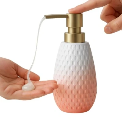 Image of Blue Canyon Milano Soap Dispenser Bottle, Bathroom, Pump Refillable Liquid Hand for Compact, Non Slip Base, Stylish Bathroom Décor, Pink