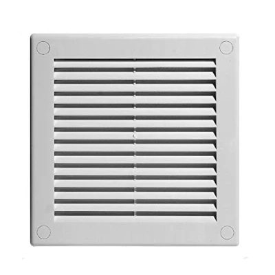 Image of White Air Vent Grille with Anti Insect Mesh or Fly Screen and Screw Covers Cover for Inside Outside of The Building (100mm x 100mm)