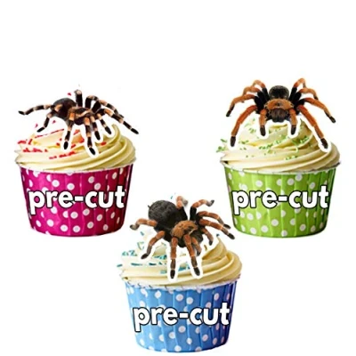 Image of AK Giftshop PRE CUT Tarantula/Spider Halloween Edible Cupcake Toppers/Cake Decorations (Pack of 12)