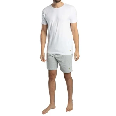 Image of Lyle &amp; Scott Men&#039;s Charlie Pyjama Sets, Multicolour (Grey Marl White 9002), X (Size:X Large)