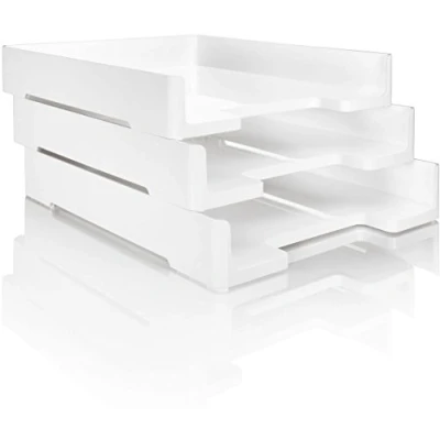 Image of SIGEL SA107 Letter Tray, 26.8 x 5 33.3 cm, White, 3 Pieces
