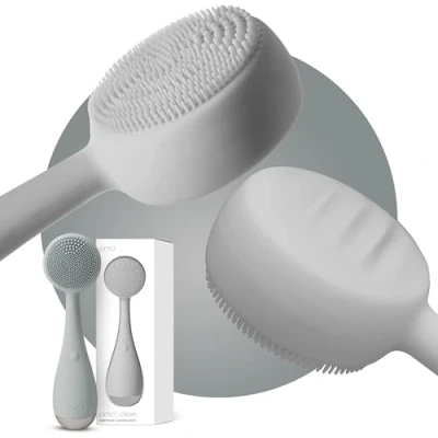 Image of PMD Clean Smart Facial Cleansing Device with Silicone Brush &amp; Anti Aging Massager Waterproof SonicGlow Vibration Technology Clear Pores and Blackheads Lift, Firm, Tone Skin