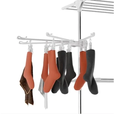 Image of Hyfive Sock Dryer With Pegs 15 Hooks Hanging Laundry Underwear Baby Bibs Cloths Attachment Clothes Airer Drying Rack Horse