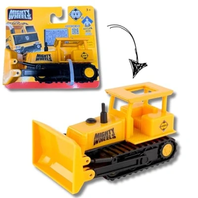 Image of Mighty Wheels Steel Bulldozer Truck Toy 3.5&quot; Free wheeling with Action Parts Durable and Plastic Construction Toys for 3+ Year Old Boys Girls