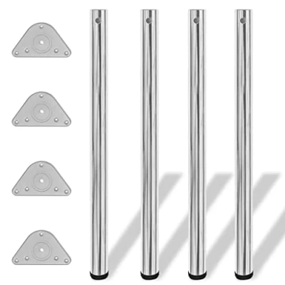 Image of vidaXL 4 x Height Adjustable Table Legs 870 mm Chrome Furniture Leg Base