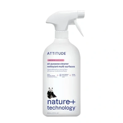 Image of ATTITUDE All Purpose Cleaner, EWG Verified Multi Surface Products, Vegan, Naturally Derived Multipurpose Cleaning Spray, Unscented, 800 mL
