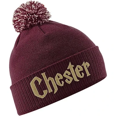 Image of TeddyTs Personalised Scarlet and Gold Wizard Pom Bobble Hat (Scarlet)