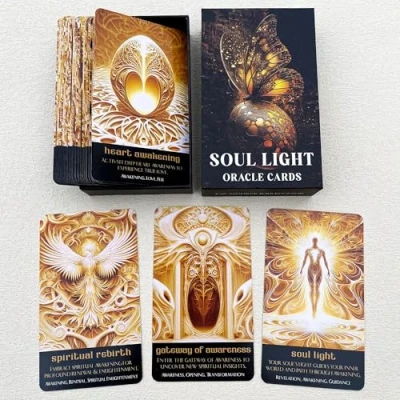 Image of QCFQCF Soul Light Oracle Cards, Cards for Beginners, Cosmic Guidance Deck, Spiritual to Explore Wisdom and Intuitive Insights
