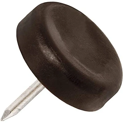 Image of Adsamm® / 32 x Glides in plastic with nail Ø 0,79&#039;&#039; (Ø 20 mm) brown round Premium quality furniture sliders by