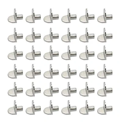 Image of Shelf Support Stud Pegs 5mm 80pcs Metal L Shaped Cabinet Shelves Supports Nickel Plated Bracket Pins for Kitchen Bookcase Closet Wardrobe Cupboard