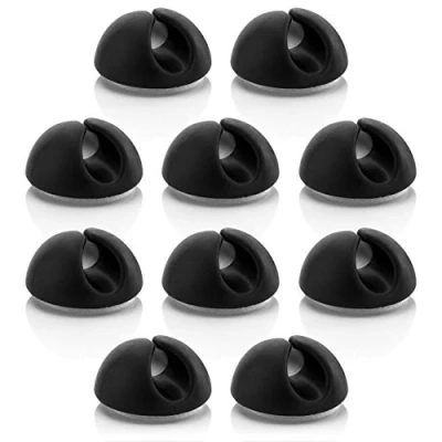 Image of deleyCON 10x Cable Clips Holder Management Fixation Organizer for Cables up to 8mm Clamps Fastening Black