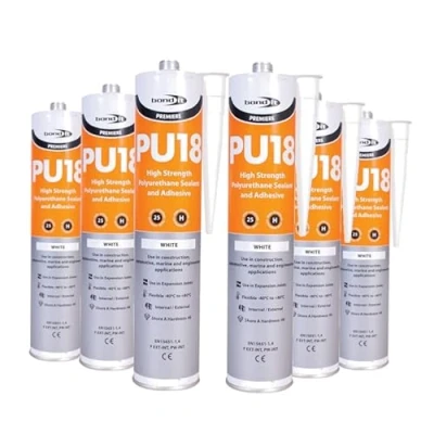 Image of (6 TUBES) PU18 White Polyurethane Adhesive Sealant High Strength PU Window Marine Auto