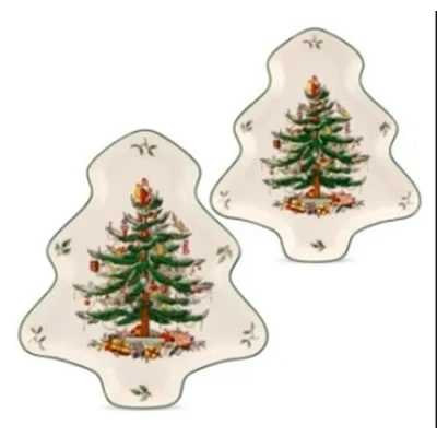 Image of Spode Christmas Tree Shaped 2pce Nesting Dish Set (25.5cm &amp; 20cm)