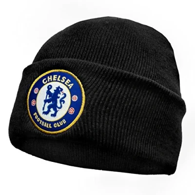 Image of Chelsea FC Official Football Gift Knitted Bronx Beanie Hat Black