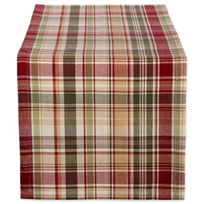Image of DII Autumn &amp; Thanksgiving Tabletop Linens, Cotton, Plaid, 14x72 Table Runner