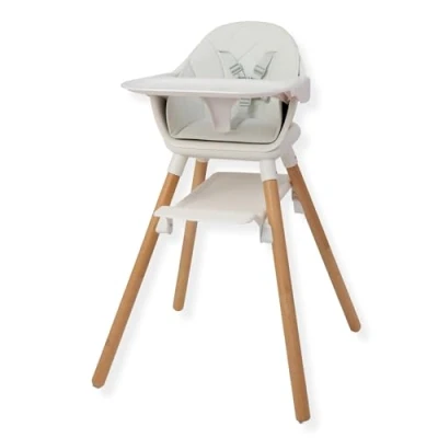 Image of Clair de Lune 6 in 1 Adjustable High Chair 4 Months Years (White and Natural)