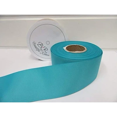 Image of Beautiful Ribbon 2 metres of 50mm Grosgrain Ribbed Aquamarine Light Turquoise Blue Double Sided 50 mm 5cm 2&quot; Inch