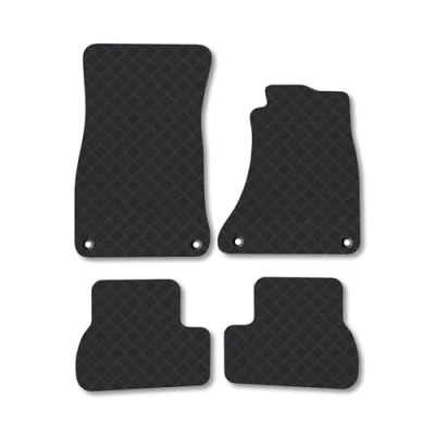 Image of Rubber Car Mats Compatible with Audi A5 (2009 2016) [Sportback] Tailored Fit Floor Set Accessory Black Custom 4 Pieces Clips Anti Slip Backing, Heavy Duty &amp; Waterproof