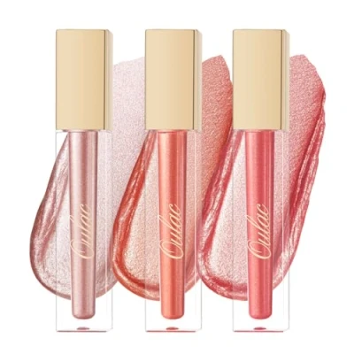 Image of Oulac Metallic Diamond Lip Gloss Set Waterproof &amp; Transfer Proof Liquid Lipstick Eyeshadow, Long Lasting with High Shine Finish, Vegan Clean Beauty Formula, 4.5ml*3(MD01+MD03+MD05)