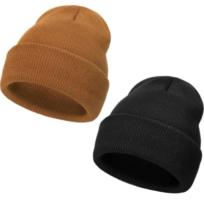 Image of DRESHOW Beanie Hat for Women Men Turn up Slouch Knit Hats Unisex Warm Winter Woolly Skull Cap