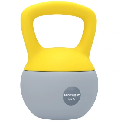 Image of SPORTNOW Soft Kettlebell, 8kg Kettle Bell with Non Slip Handle for Home Gym Weight Lifting and Strength Training, Yellow Grey