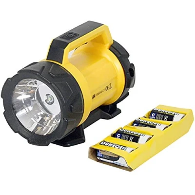 Image of AA Heavy Duty LED Torch AA3881 180 m Beam Distance, Adjustable Base 6 Angles, 120 Lumens, Weatherproof, Batteries Included, Black Yellow