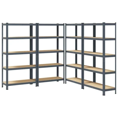 Image of vidaXL 5 layer storage shelves/rack anthracite steel &amp; engineered wood 75x30x168 cm garage/office/warehouse