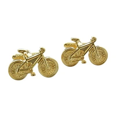 Image of Classic Bike Cufflinks Cyclists Bicycle Shirt Presented In Onyx Art Cufflink Box Gold Colour