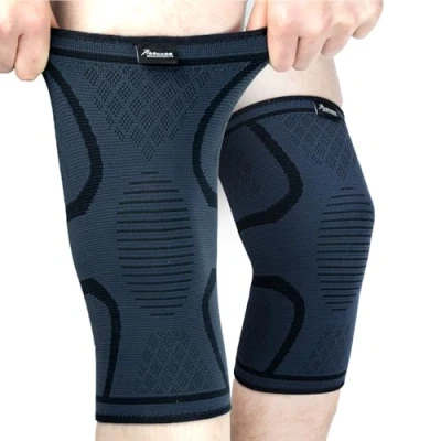 Image of Actesso Elastic Knee Support Lightweight Compression Sleeve, Breathable Brace for Joint Pain, Arthritis, Injury Recovery, Sports, Running, Fitness, Left &amp; Right, Men Women (Grey, Medium)