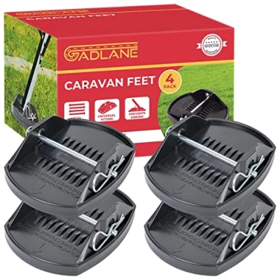 Image of GADLANE Caravan Feet Jack Pads to Stabilise and Prevents the Leg Sinking Into Soft Ground, Heavy Duty Steady (No Tools Needed) SET OF 4 Stabiliser