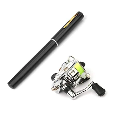 Image of Lixada 1m/1.4m Bag Foldable Fishing Rod Reel Combo Mini Pen Kit Telescopic Spinning Kit, Blue, 1m