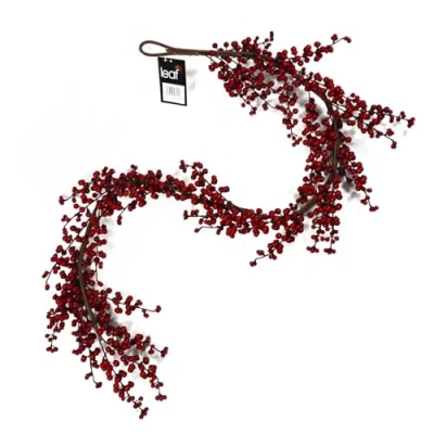 Image of Leaf Design UK Artificial Christmas Wreaths, Red Berry Garland, 150cm