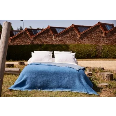 Image of Poyet Motte AUBISQUE Wool Blanket Cornflower/Sky Blue, Myosotis/Ciel, 240x180 cm