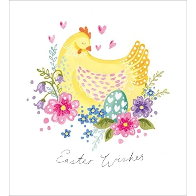 Image of Woodmansterne Pack of 5 Spring Chicken Happy Easter Greetings Cards in Same Mini Card Design 483486
