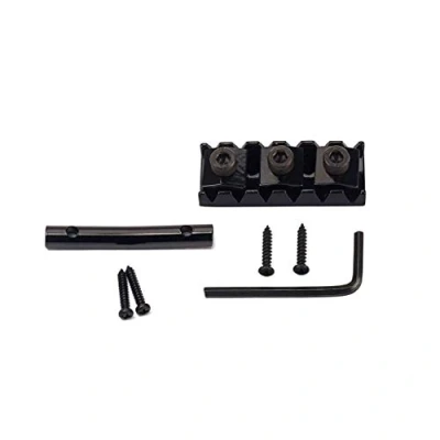Image of Alnicov 42mm Guitar Strings Locked Nut,with Wrench Screw,for Floyd Rose Tremolo Bridge,Black