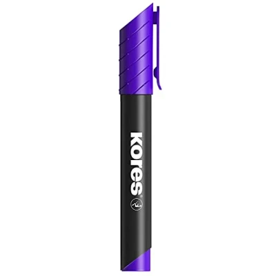 Image of Kores Violet Permanent Marker Pens K XP2, Chisel Tip with Low Odour Ink Waterproof for All Surfaces School Supplies, Office Supplies Pack of 12 Purple