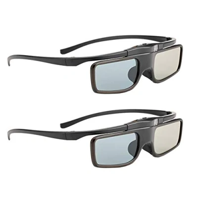 Image of 3D Glasses, Active Shutter Rechargeable Eyewear for DLP Link Projectors Acer BenQ Optoma Viewsonic LG Infocus NEC Jmgo Vivitek Cocar Toumei Pack of 2