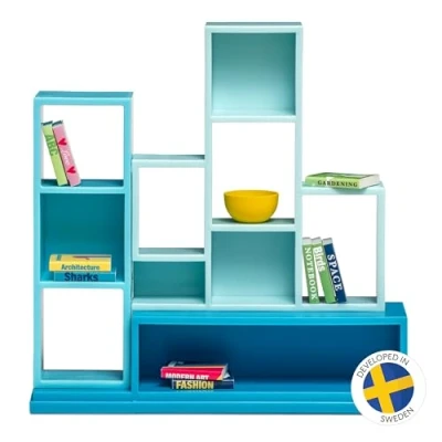 Image of LUNDBY Dolls House Furniture Sets Doll Bookcase + Books Accessories Bookshelf 12 piece set for 11 cm Mini Age 4+ 1:18