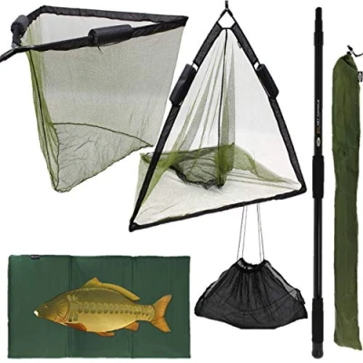 Image of 42&quot; Inch Large Carp Fishing Landing Net With dual Floats + Unhooking Mat Sling 2M HANDLE