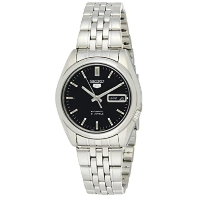 Image of Seiko Men&#039;s SNK361 Stainless Steel Analog with Black Dial Watch