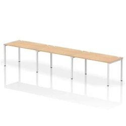 Image of Impulse Bench Single Row 3 Person 1400 White Frame Desk Maple