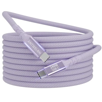 Image of 240W USB C to Cable, 2M Braided Type Charger Cord Fast Charge for iPhone 16 15 Pro Max Samsung Galaxy S24 S23 MacBook Laptops iPad Switch etc (purple)